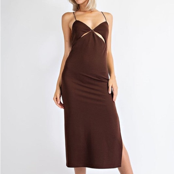 Edit By Nine - PEEK ONCE PEEK TWICE DRESS-CHOCOLATE - Picture 1 of 4